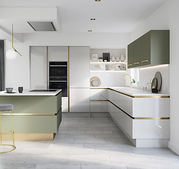 Design personalizzato dell'armadio da cucina verde