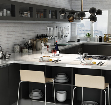 Design personalizzato della dispensa nera della cucina
