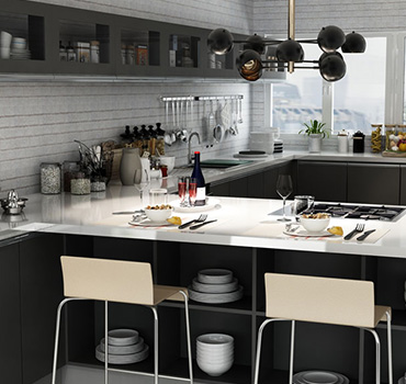 Design personalizzato degli armadi da cucina neri Shaker