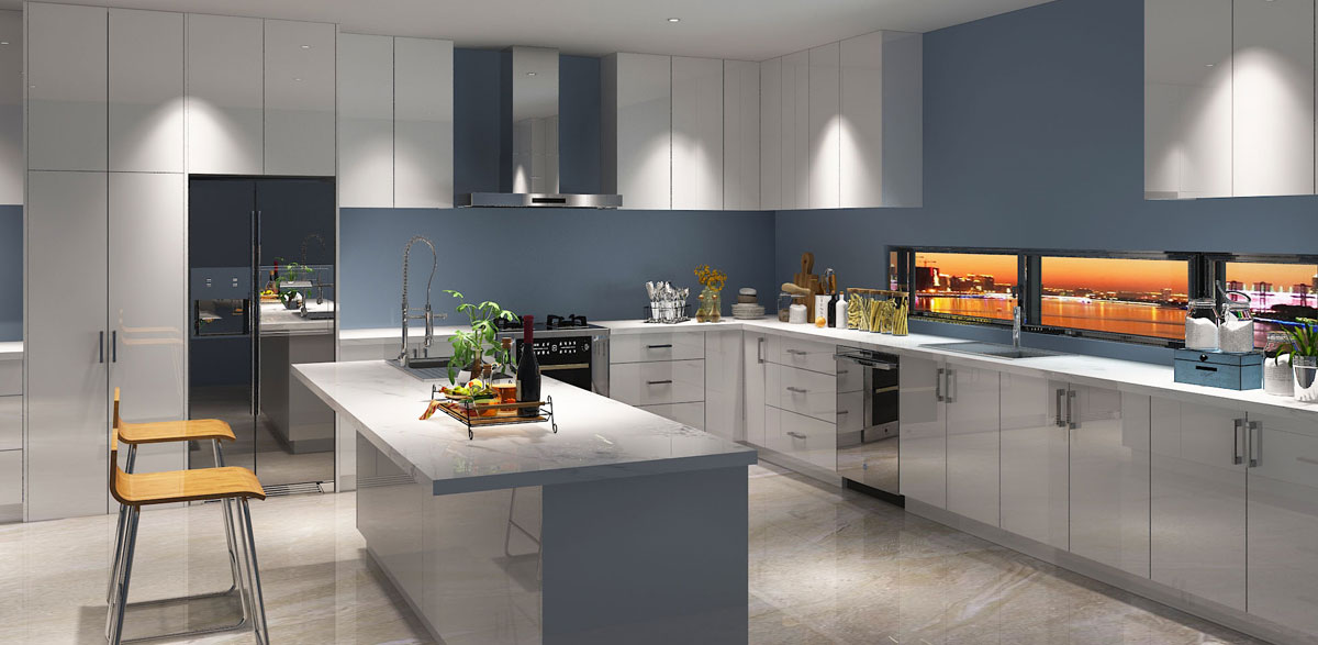 navy blue kitchen units