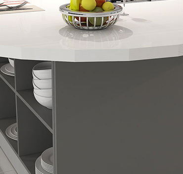 Design personalizzato di armadi da cucina lucidi grigi