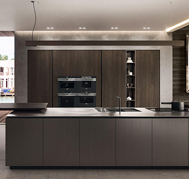 Design personalizzato degli armadi da cucina grigio colomba