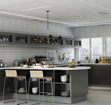Design personalizzato degli armadi da cucina in grigio lupo